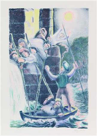 Aligi Sassu, Don Chisciotte della famosa avventura della barca,1985,...