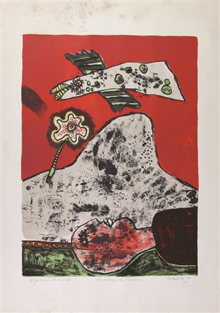 Corneille, Le Passage de l'Oiseau, 1970, litografia su carta, cm. 78x56, es....