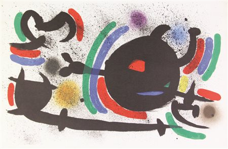 Joan Mirò, Senza titolo, litografia su carta, cm. 34x52, es. non firmato,...