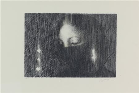 Omar Galliani, Senza titolo, litografia su carta, cm. 34,5x50, es. prova...