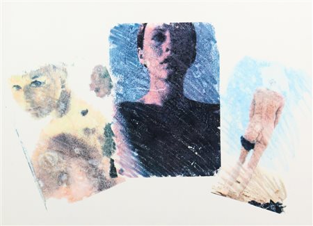 Mimmo Rotella, Presenza Blu, 1973, multiplo su lastra metallica, cm. 55x75,...