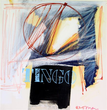 Antonio Del Donno, Senza titolo, tecnica mista e collage su tela, cm. 60x60,...