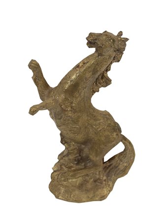Aligi Sassu, Cavallo, fusione es. unico, h. cm. 23, firmata in basso,...