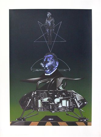 Sergio Sarri, Robot n. 2, 1981, serigrafia su carta, cm. 76x56, es. 91/150,...