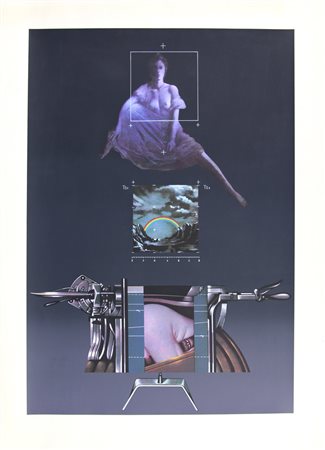 Sergio Sarri, Un Fil di Tempo, 1981, serigrafia su carta, cm. 76x56, es....