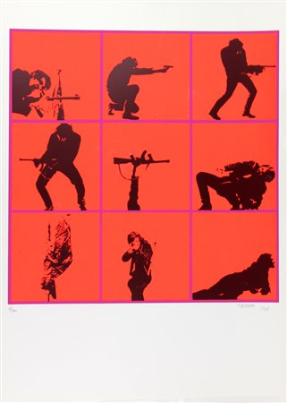 Fernando De Filippi, Senza titolo, 1968, serigrafia su carta, cm. 70x50, es....
