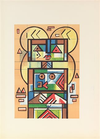 Ibrahim Kodra, Figura femminile, (1975 circa), litografia su carta, cm....