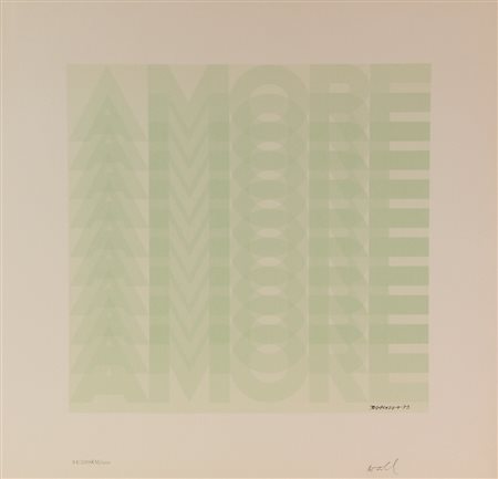 Pino Tovaglia, Amore, 1973, serigrafia su carta, cm. 50x50, es. 84/300,...