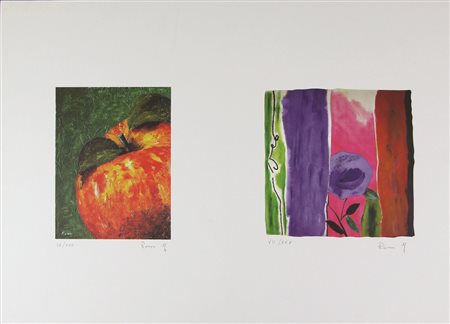 Giacomo Rossi, Senza titolo, lotto di 2 litografie su carta, cm. 48x33, es....