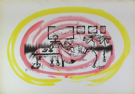 Giacomo De Michelis, Senza titolo, litografia su carta, cm. 50x70, firmata in...