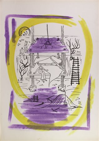 Giacomo De Michelis, Senza titolo, litografia su carta, cm. 50x70, firmata in...