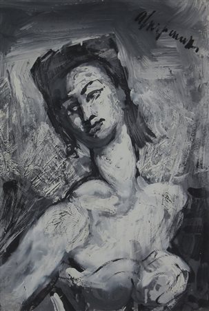 Ignoto, Ritratto di Donna, olio su tavola, cm. 60x42, firmato in alto a destra