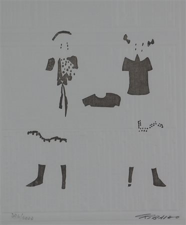 Ezio Gribaudo, Senza titolo, calcografia su carta, cm. 26,5x23, es. 296/3000,...