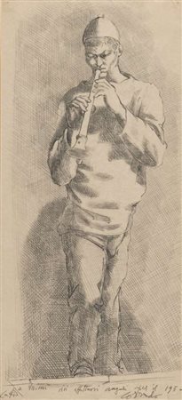 CORRADO CAGLI (Ancona 1910 - Roma 1976) Suonatore di flauto, 1952 Serigrafia,...