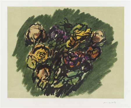 ENNIO MORLOTTI (Lecco 1910 - Milano 1992) Fiori Litografia a colori, ex....