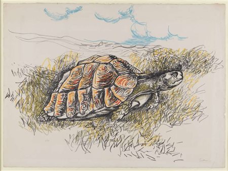 RENATO GUTTUSO (Bagheria 1912 - Roma 1987) Tartaruga Litografia a colori, ex....