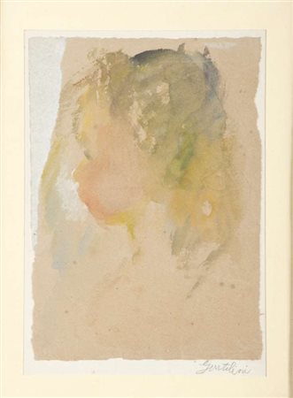 FRANCO GENTILINI (Faenza 1909 - Roma 1981) Volto di fanciulla Acquerello su...