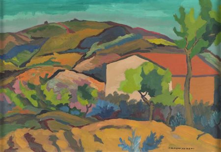 CARLO D'ALOISIO DA VASTO (Napoli 1892 - Roma 1971) Colline dell'Umbria Olio...