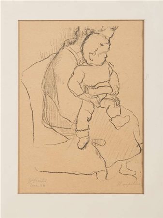 EMILIA DE DIVITIIS (Roma 1898 - 1979) Il riposino, 1933 Carboncino su carta...