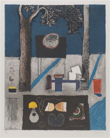 FRANCO GENTILINI (Faenza 1909 - Roma 1981) Senza titolo Litografia a colori,...