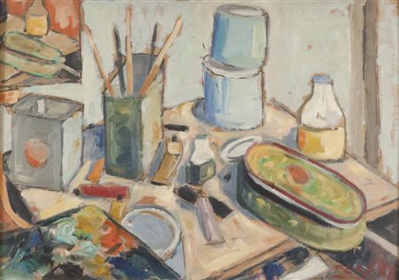 ARTISTA FRANCESE XX SECOLO Natura morta, 1968 Olio su cartone, cm. 50 x 70...