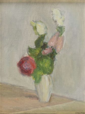 NAZZARENO CUGURRA (Verona 1924) Fiori, 1954 Olio su tavoletta, cm. 25 x 20...