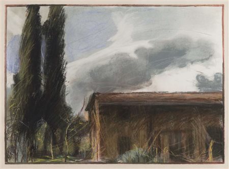 GIACOMO BALLA (Torino 1871 - Roma 1958) Paesaggio, 1927-1928 Pastello su...