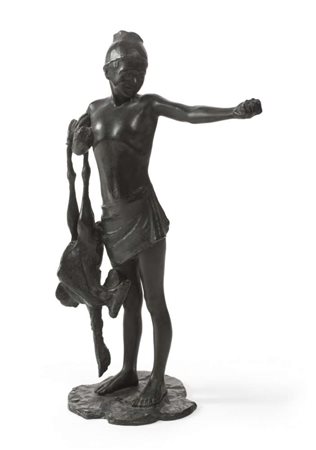 BERNARDO BALESTRIERI (Palermo 1884 - 1965) Fanciullo con tacchino Scultura in...