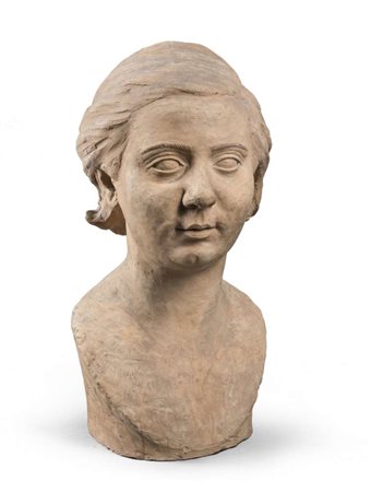 SCULTORE ITALIANO DEL NOVECENTO Volto di donna, 1936 Terracotta, h. cm. 45...