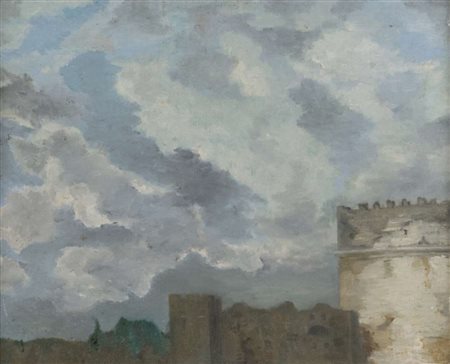 PITTORE EUROPEO DEL NOVECENTO Cielo latino Olio su cartone telato, cm. 45 x...