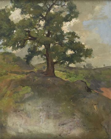 ALBERTO CAROSI (Roma 1891 - 1967) Anticoli Olio su tavoletta, cm. 50 x 40...