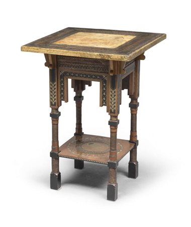 CARLO BUGATTI (Milano 1856 - Molsheim 1940) Tavolinetto, 1900 ca. Noce...