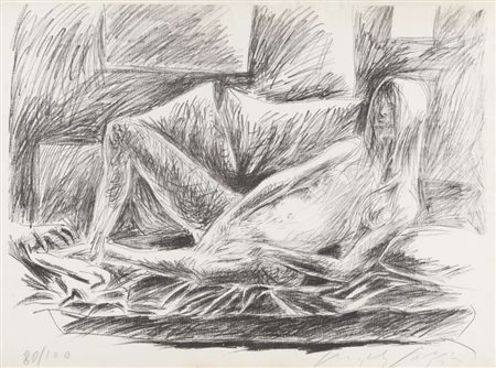 PERICLE FAZZINI (Grottamare 1913 - Roma 1987) Nudo disteso Litografia, ex....