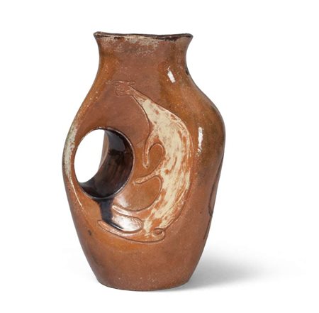 AGENORE FABBRI (Quarrata 1911- Savona 1998) Vaso in terracotta, smaltata a...