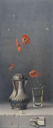 PROFERIO GROSSI (Vignale 1923 - Parma 2000) Natura morta con papaveri, 1963...