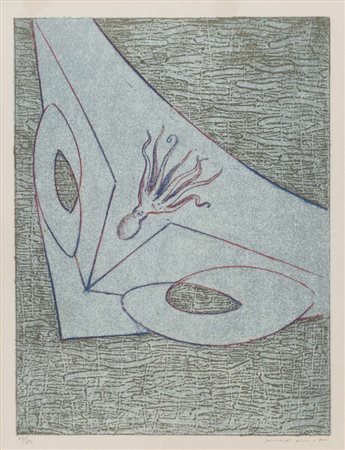 MAX ERNST (Brühl 1891- Parigi 1976) Senza titolo Serigrafia a colori, ex....