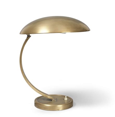 LAMPADA DA SCRIVANIA, PERIODO DECÒ ANNI '30 in ottone, con braccio curvo e...