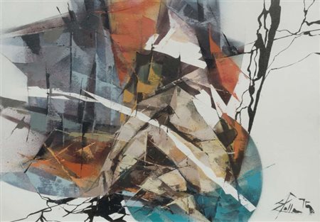 AKOS SOLLAR (Ungheria 1942) Grafocolare 6N16, 1975 Olio su tela, cm. 50 x 70...