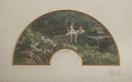 GAETANO D'AGOSTINO (Salerno 1837 - Napoli 1914) Printemps Tecnica mista su...