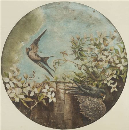 PITTORE ITALIANO, INIZIO XX SECOLO Rondini Tecnica mista su carta circolare,...