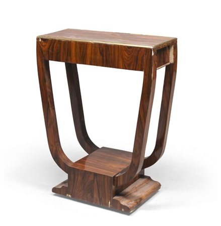 TAVOLINO IN PALISSANDRO, PERIODO DECÓ con piano rettangolare con bordo in...