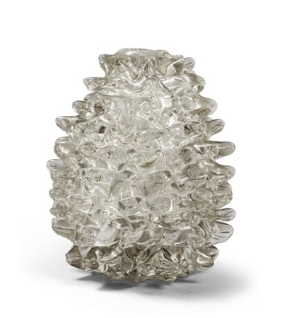 VASO, PRODUZIONE BAROVIER MURANO, STILE DECÒ in vetro rostrato trasparente....