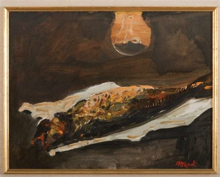 UGO ATTARDI (Sori di Genova 1923 - Roma 2006) Natura morta con pesce Olio su...