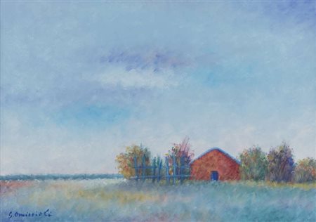 GIOVANNI OMICCIOLI (Roma 1901 - 1975) Passoscuro, 1970 Olio su cartone, cm 36...