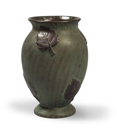 VASO IN CERAMICA, MANIFATTURA ZACCAGNINI FIRENZE smaltato con rudentature e...