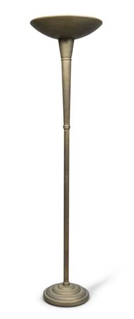 LAMPADA DA TERRA STILE DECÒ in ottone satinato h. cm. 185.