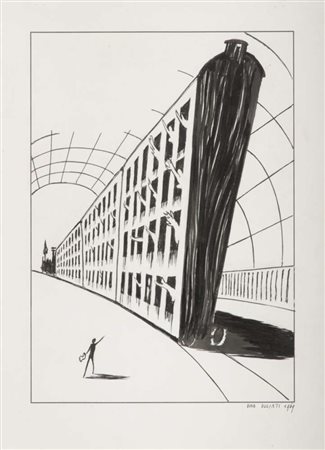 DINO BUZZATI (Belluno 1906 - Milano 1972) Senza titolo, 1969 China su carta,...