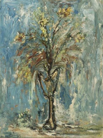 GIOVANNI STRADONE (Nola 1911- Roma 1981) Fiori, 1953 Olio su tavoletta, cm....