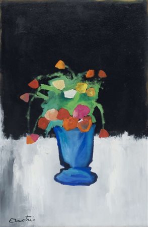 ENOTRIO PUGLIESE (Buenos Aires 1920 - Roma 1989) Vaso di fiori Olio su tela,...