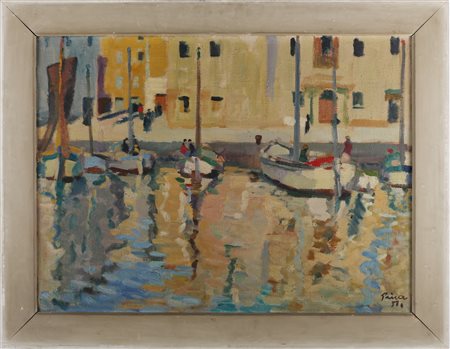 PRICA ZLATKO (1916 - 2003) Porto giallo. . 1951. Olio su tela. Cm 81,00 x...